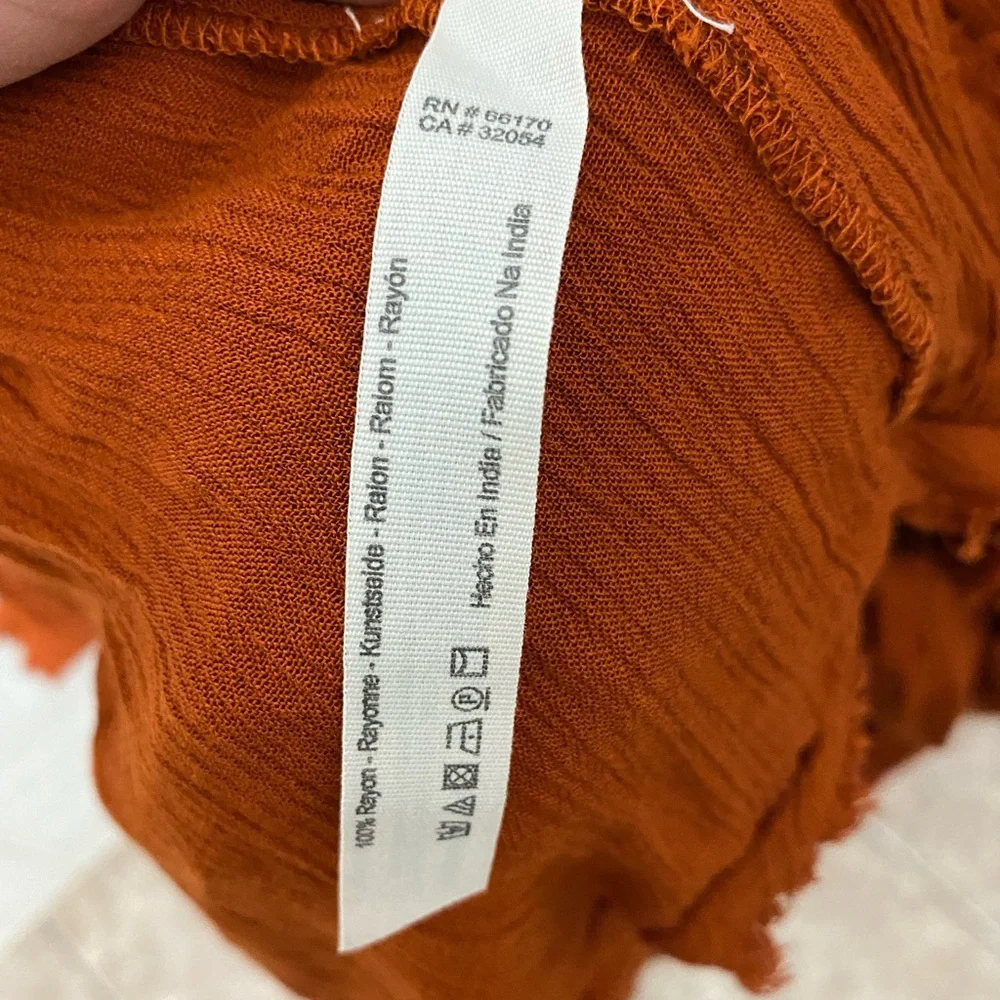 Free People burnt orange boho long sleeve drop waist size M - Picture 2 of 7